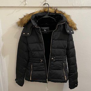 NWT Zara Puffer Jacket, Removable Faux Fur Hood